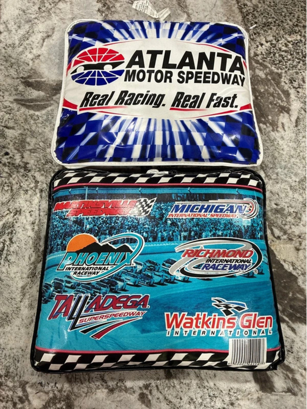Double-sided NASCAR bench seat cushions
